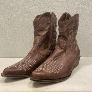 Coconut Rifle Brown Ankle Cowgirl Cowboy Boots — Size 7.5